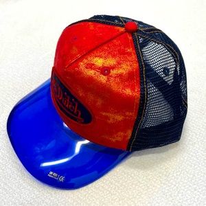 COPY - VON DUTCH UV MAGIC VISOR HAT   Red Vintage Lether & Blue  VISOR unisex